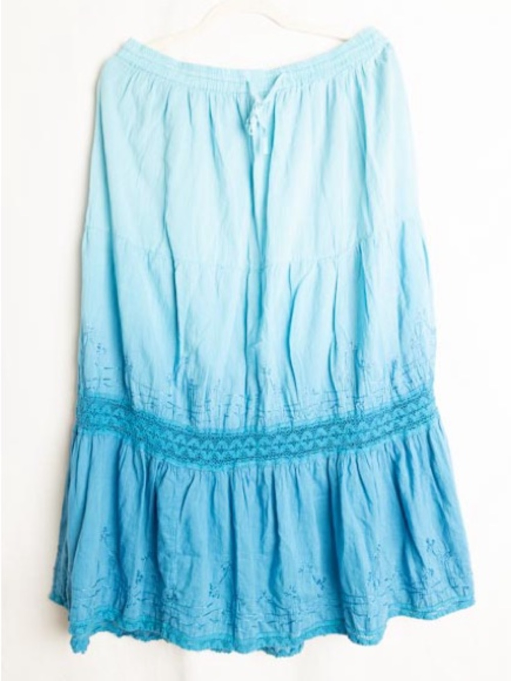 Bobbie Brooks Light Blue Tiered Embroidered Maxi Skirt